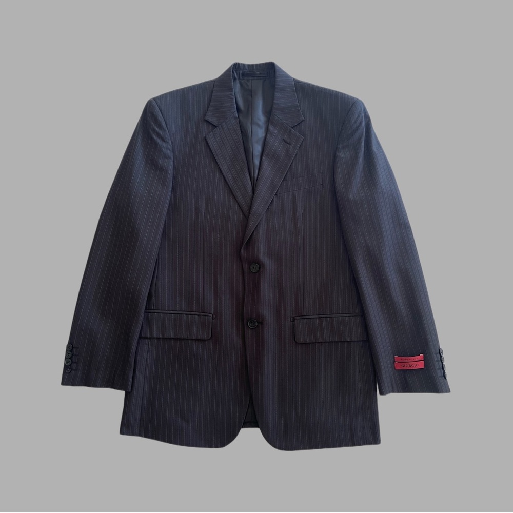 Dark Blue Striped Giorgio Super 120s 100% Wool 2 Piece Suit